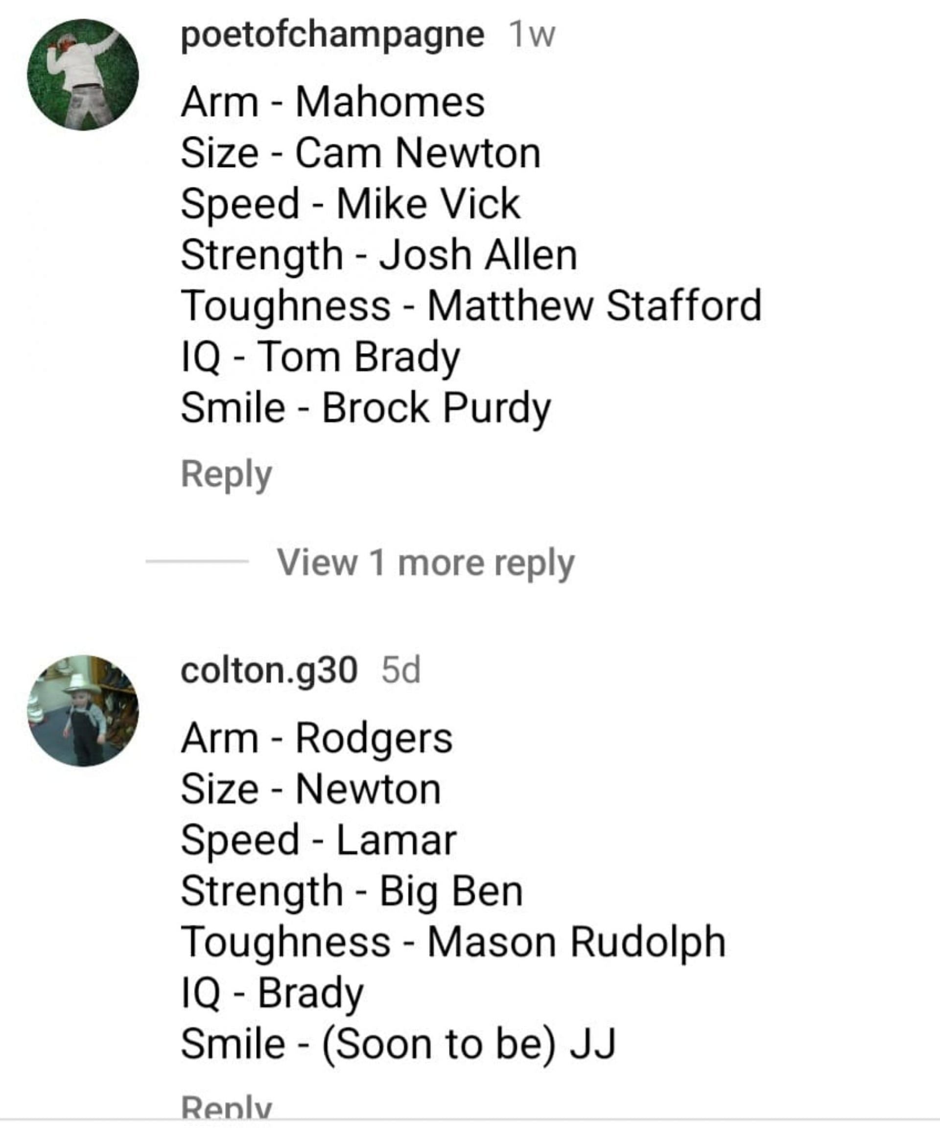 Fans gave their own versions of the ultimate QB.